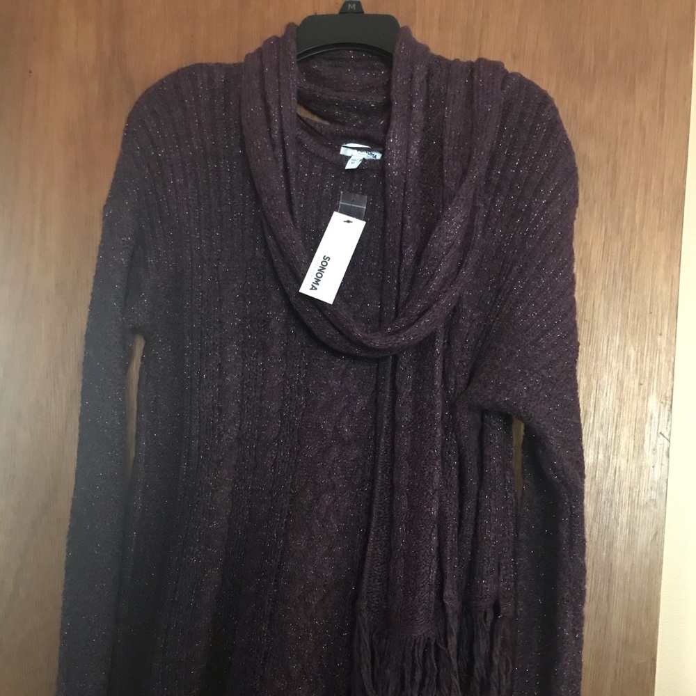 Purple sweater dress w/scarf